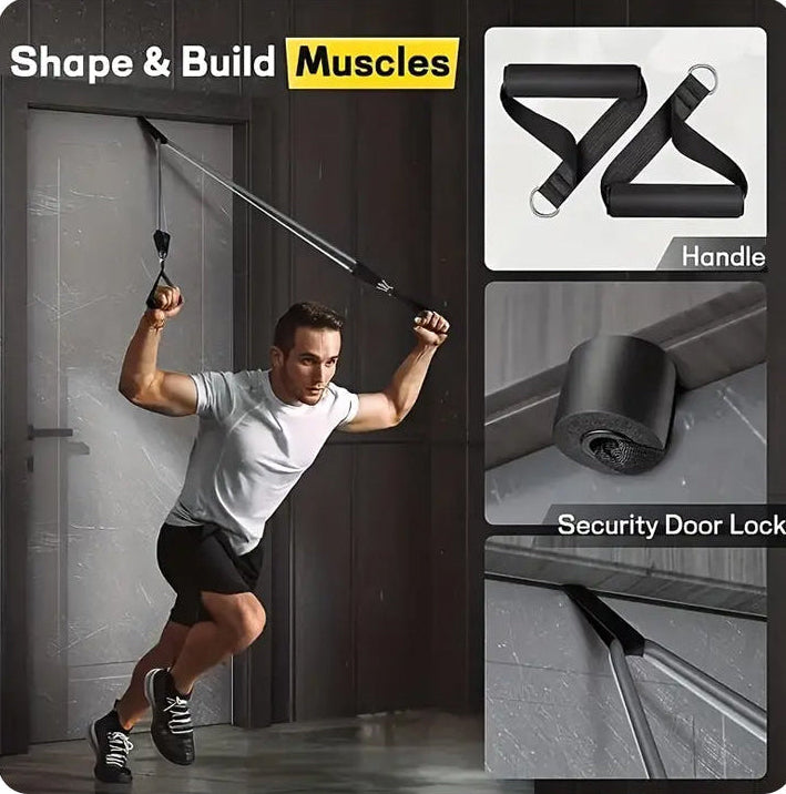 11 Piece TPE Full Body Resistance Band Set with Heavy Duty Handles, Ankle Straps, Door Anchor & Carry Bag