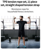 11 Piece TPE Full Body Resistance Band Set with Heavy Duty Handles, Ankle Straps, Door Anchor & Carry Bag