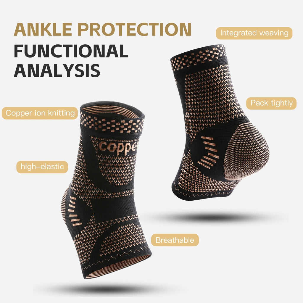Copper Compression Ankle Support Sleeve for Foot Pain, Sports Recovery, Injury & Stability
