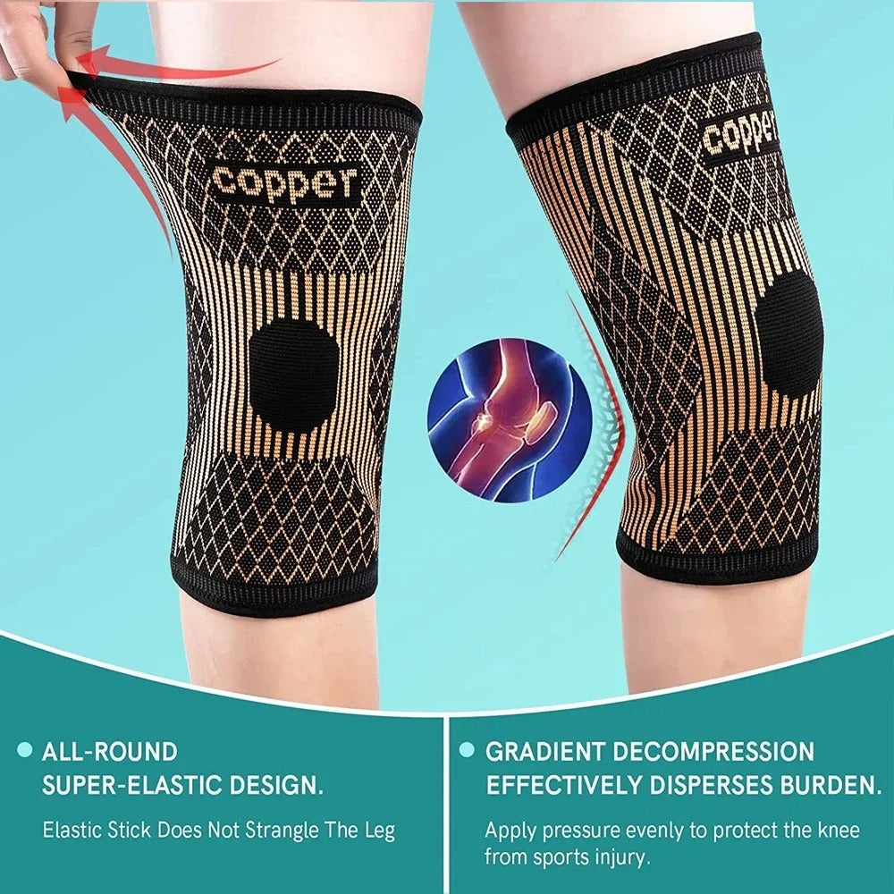 Copper Compression Knee Support Sleeve for Pain Relief, Sports, Daily Support & Recovery