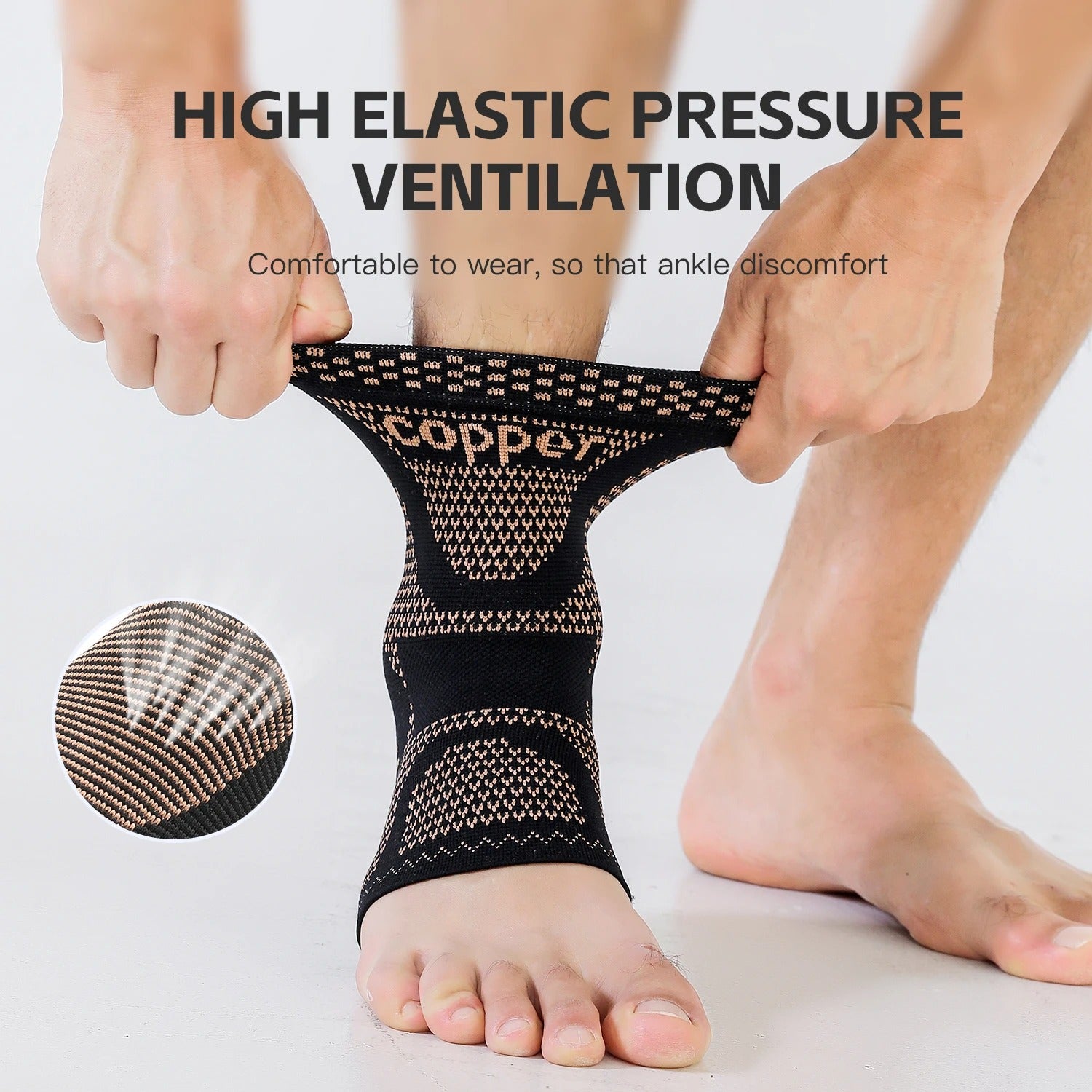Copper Compression Ankle Support Sleeve for Foot Pain, Sports Recovery, Injury & Stability
