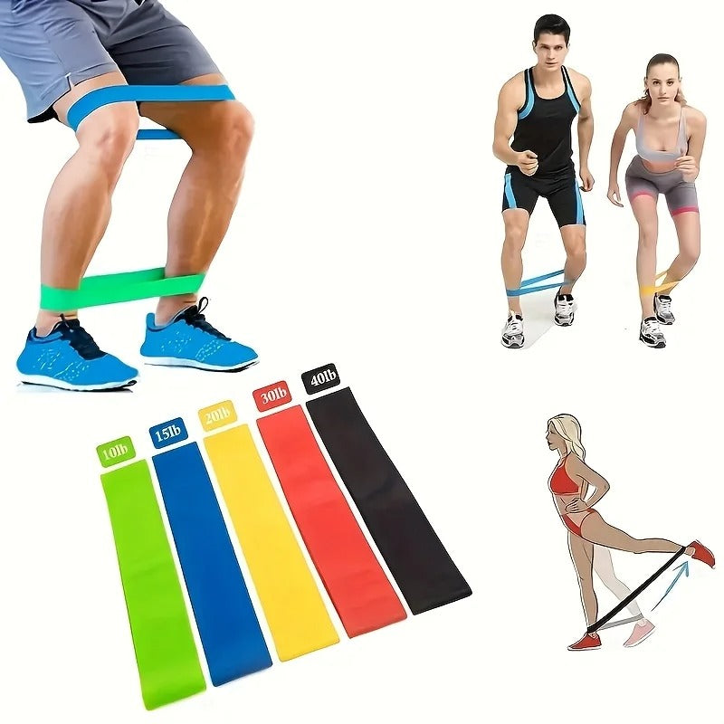 5 Piece TPE Resistance Band Set - Non-Slip Elastic Loop for Glutes, Hips & Legs