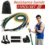 11 Piece TPE Full Body Resistance Band Set with Heavy Duty Handles, Ankle Straps, Door Anchor & Carry Bag