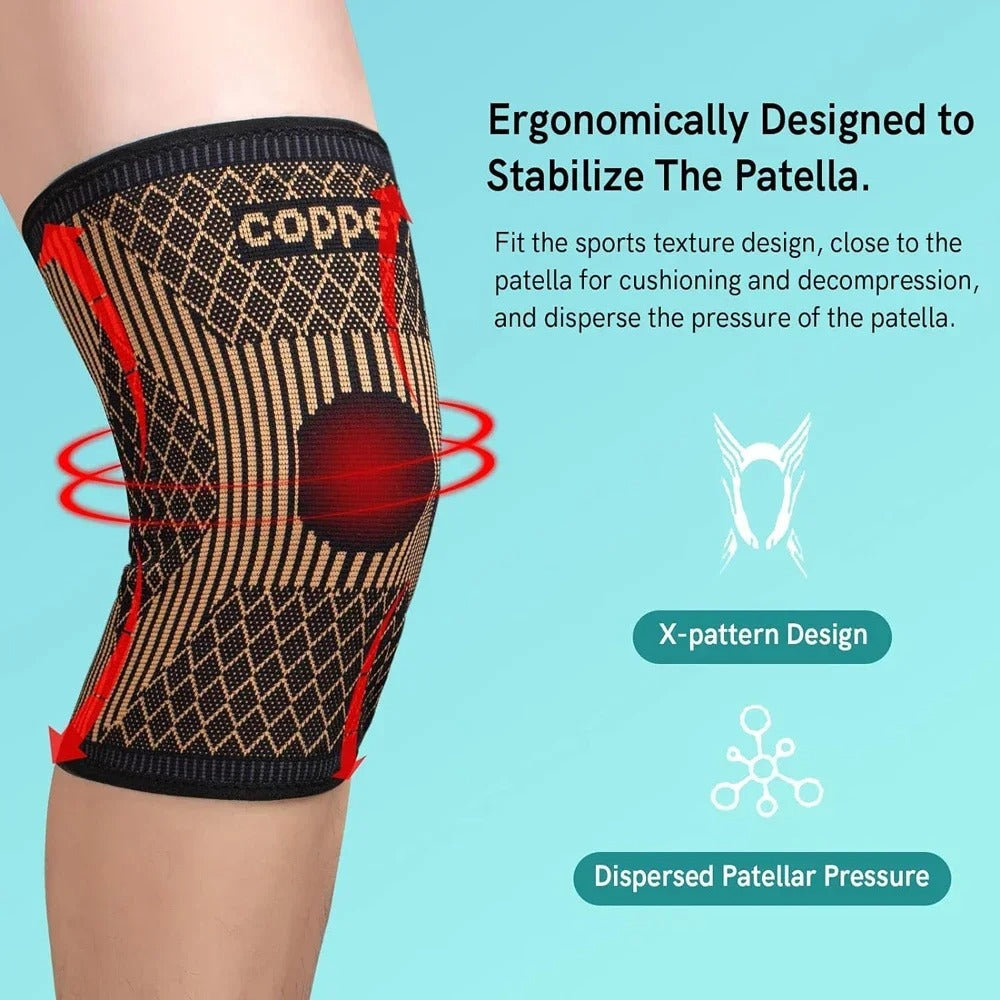 Copper Compression Knee Support Sleeve for Pain Relief, Sports, Daily Support & Recovery