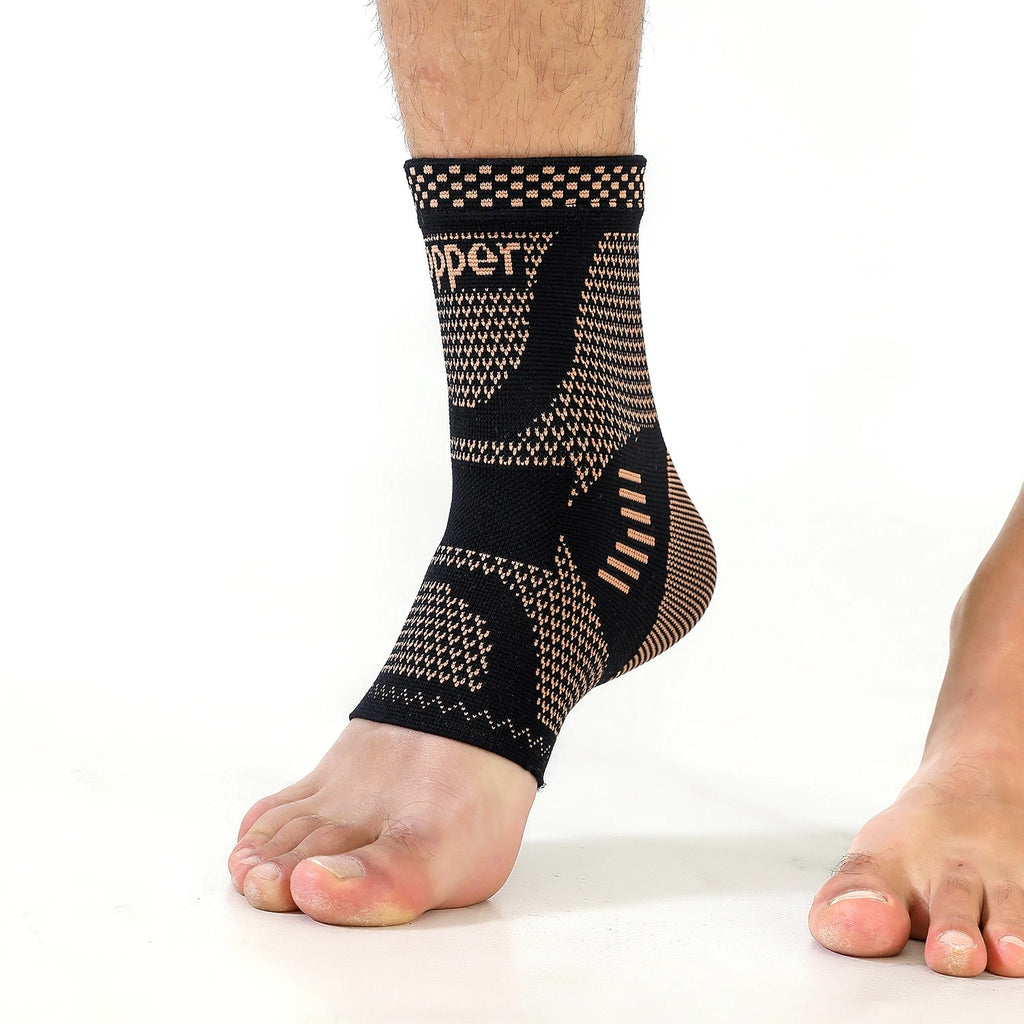 Copper Compression Ankle Support Sleeve for Foot Pain, Sports Recovery, Injury & Stability