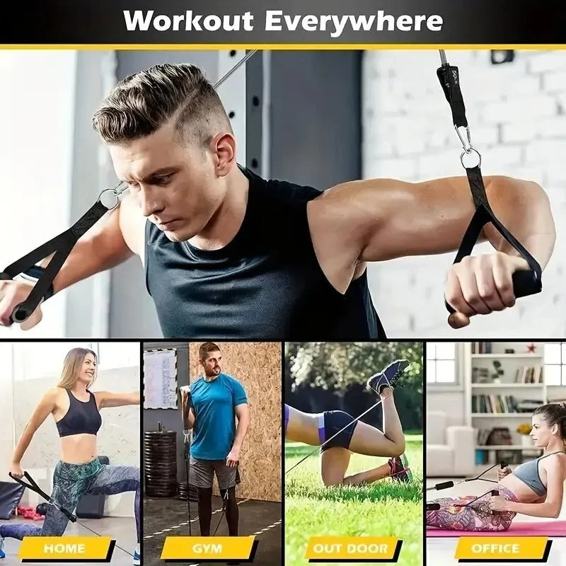 11 Piece TPE Full Body Resistance Band Set with Heavy Duty Handles, Ankle Straps, Door Anchor & Carry Bag