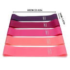 5 Piece Pink TPE Resistance Band Set - Non-Slip Elastic Loop for Glutes, Hips & Legs