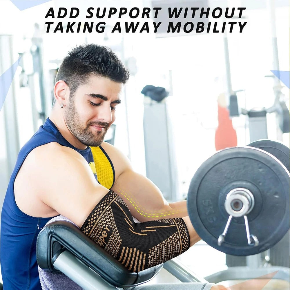 2 Pack Copper Elbow Compression Sleeves - Elbow Support for Gym & Recovery