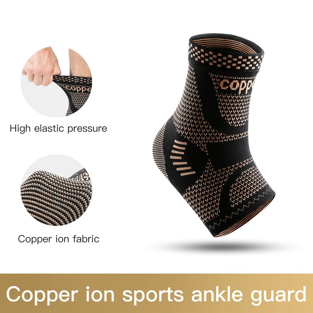 Copper Compression Ankle Support Sleeve for Foot Pain, Sports Recovery, Injury & Stability