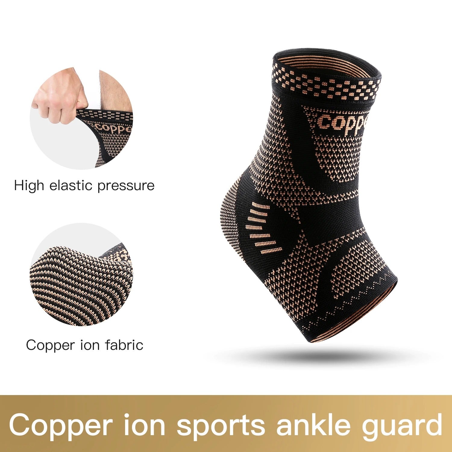 Copper Compression Ankle Support Sleeve for Foot Pain, Sports Recovery, Injury & Stability
