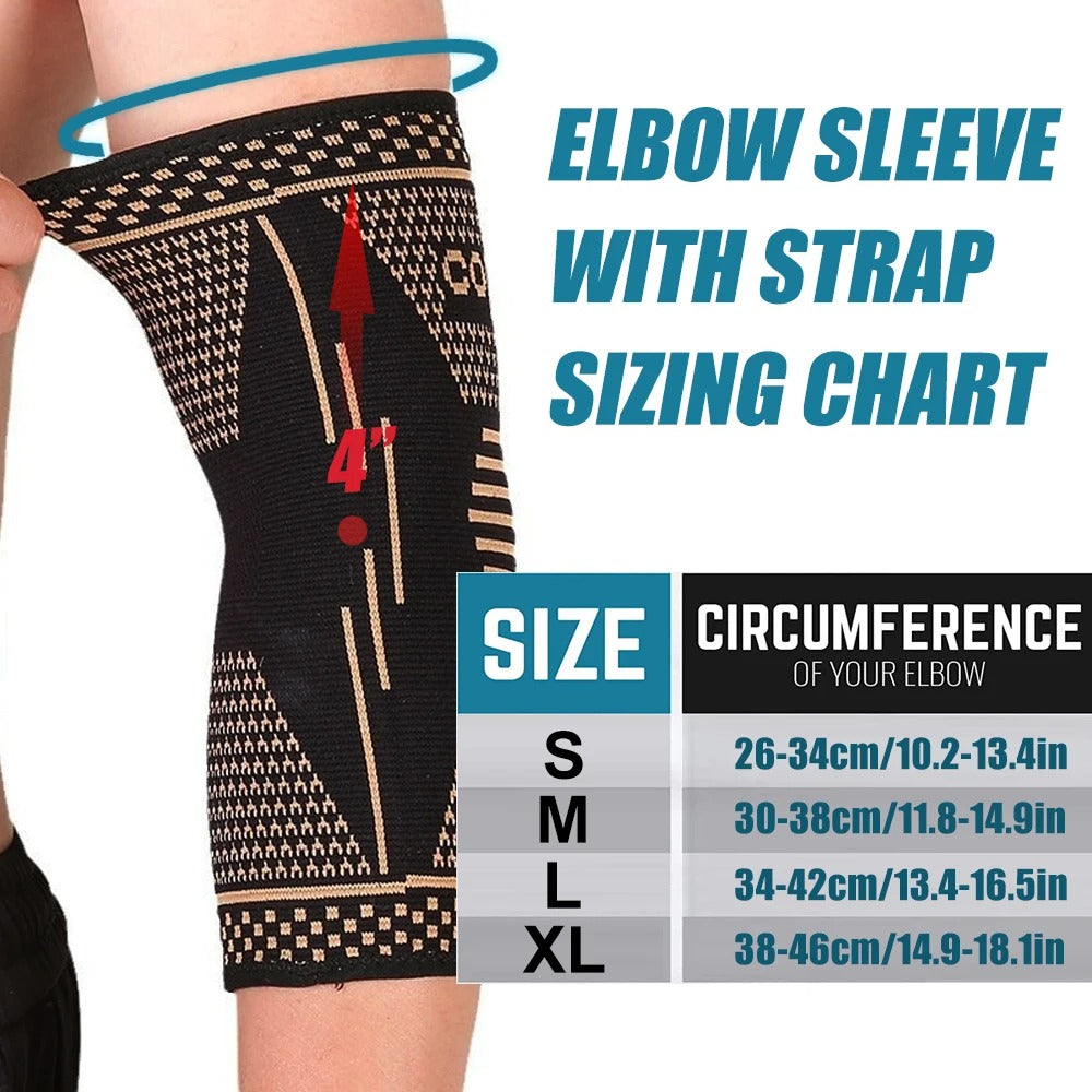 2 Pack Copper Elbow Compression Sleeves - Elbow Support for Gym & Recovery